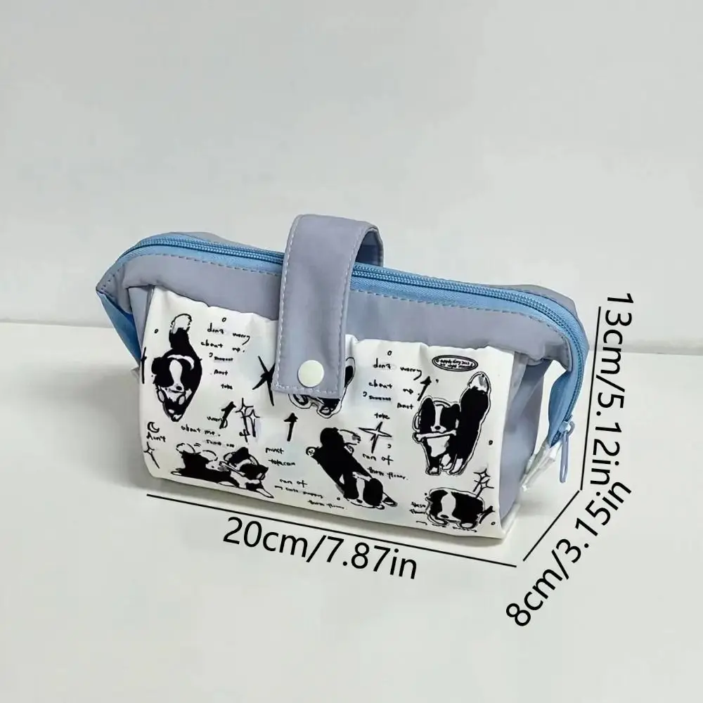 Cartoon Print Leuke Hond Pen Tas Grote Capaciteit Creatieve Cartoon Kat Etui Multifunctionele Flip Cover Snaps
