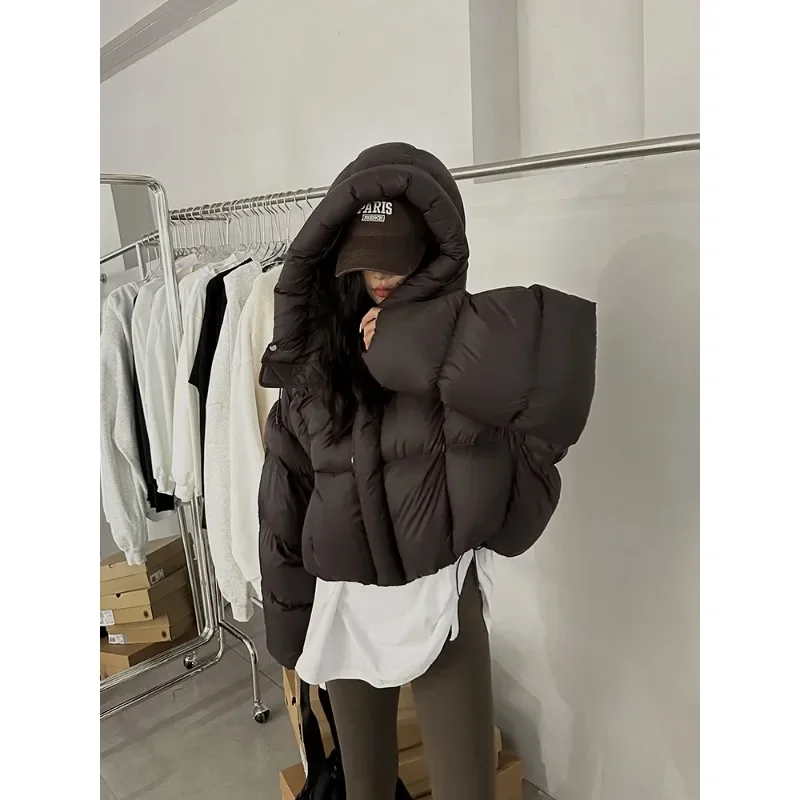 

2025 Winter New Hooded Thickened Design Cotton Jacket Women's Solid Color Short Coat Trendy Female Clothing