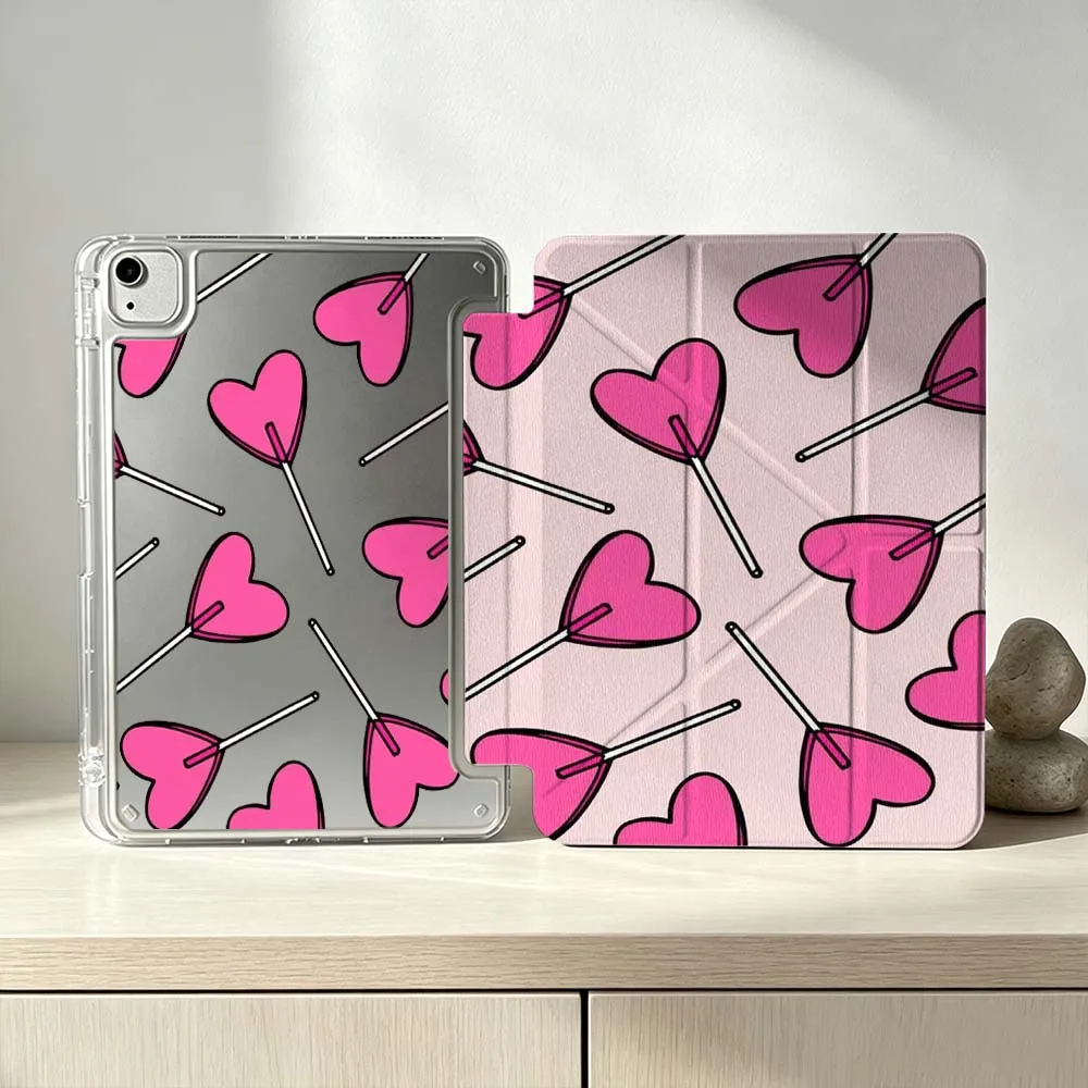 

Cartoon Heart Lollipop For iPad Pro Air mini 6 5 4 3 2 1 11th 10th 6th 5th M5 M4 M3 M2 9gen Foldable 3Y Tablet Case Soft