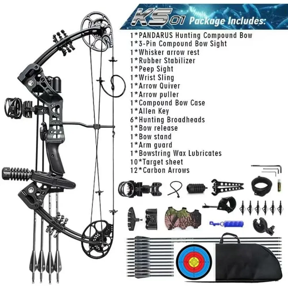 Compound Bow Set 15-45lbs for Pull Beginner and Teens Right Handed Adjustable 18