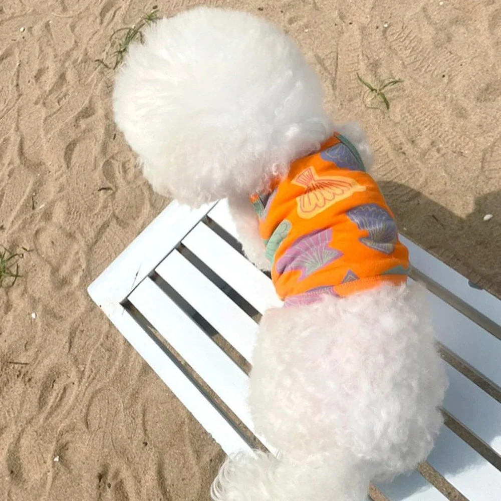 Beach Summer Puppy Vest for Small Dog Clothes Fresh Cute Shell Pattern Soft Cat Vest Breathable Cat Clothes