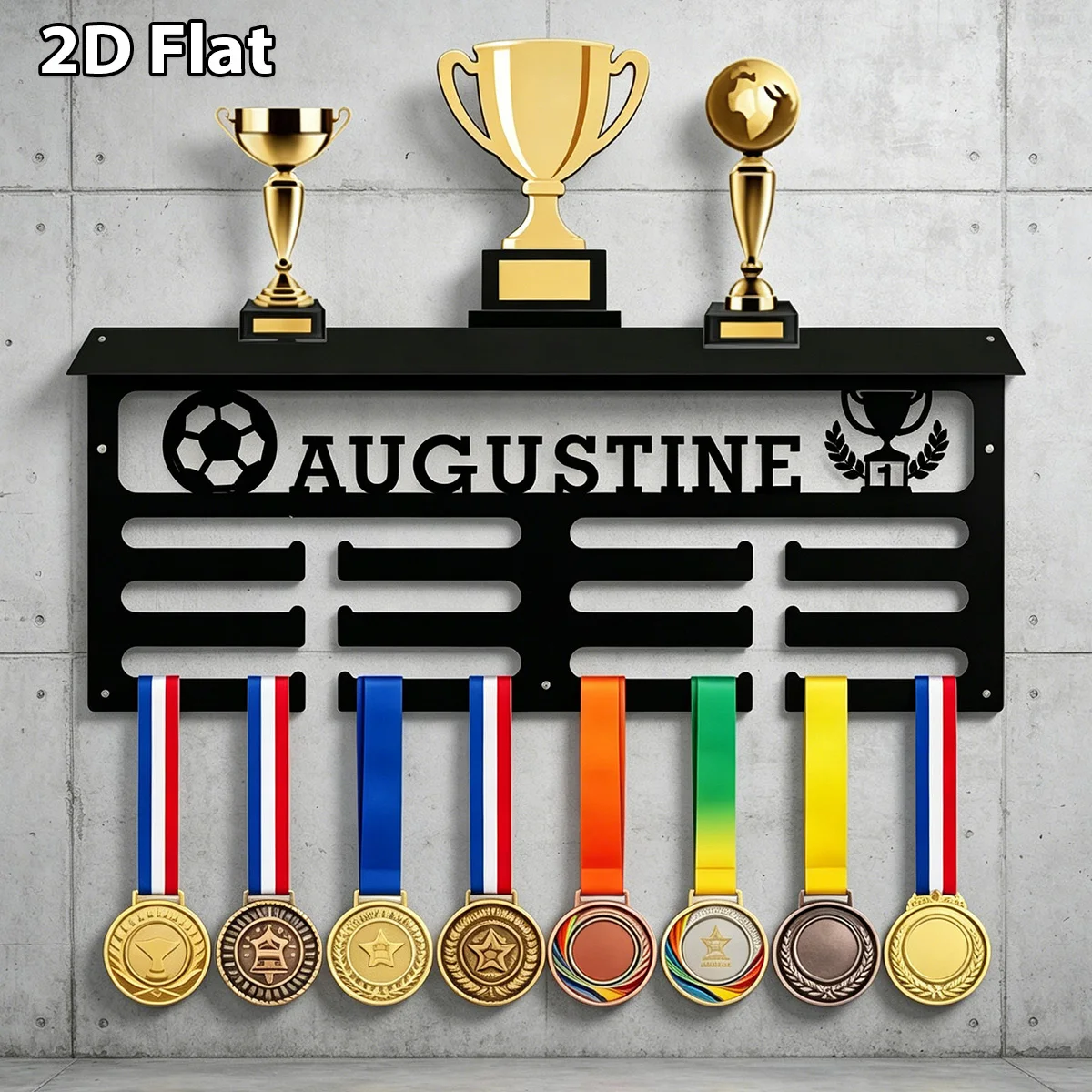 1 Stück Individueller Cooler Fußball-Medaillenhalter aus Metall, Hängende Metall-Wandkunst, Heimdekoration Sportpreis-Aufbewahrungsregal, Geburtstagsgeschenk