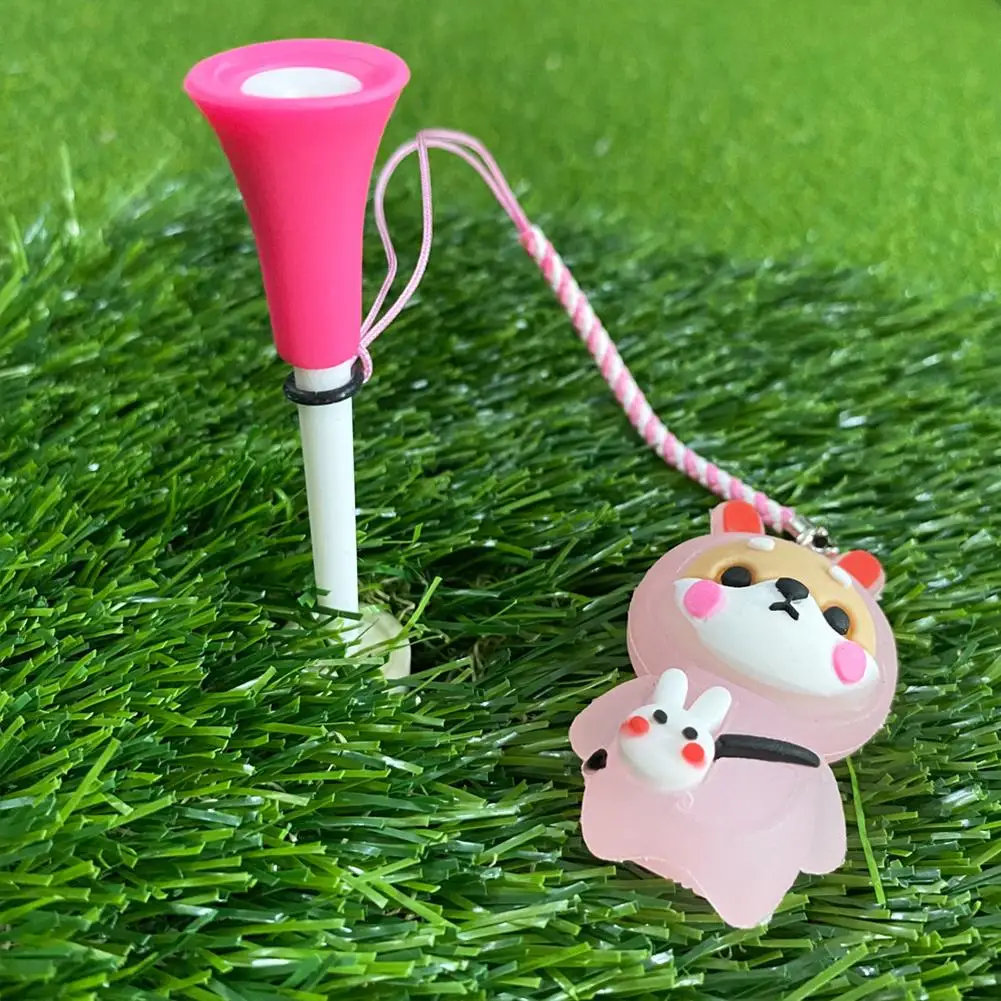 Borracha Golf Tees com luz intermitente, Corda padrão bonito dos desenhos animados, Evitar a perda de bola, F6e3