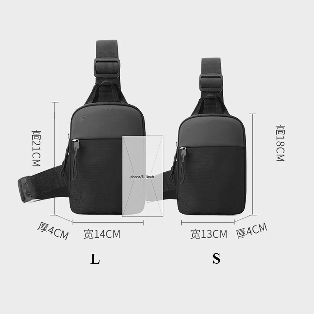 Men Waterproof Sling Chest Pack Fashion Small Black Crossbody Shoulder Zipper Bag Travel Workout Male Handbag New