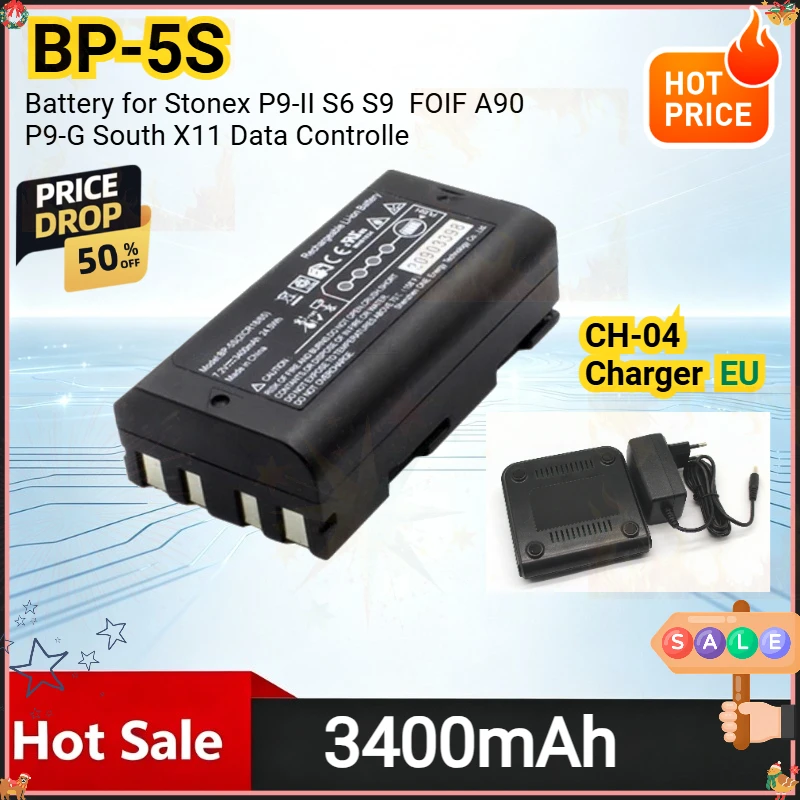 SWZY New BP-5S Battery for Stonex P9-II S6 S9  FOIF A90 P9-G South X11 Data Controlle P9 P9A RTK Handheld Controller CH-04 Charg