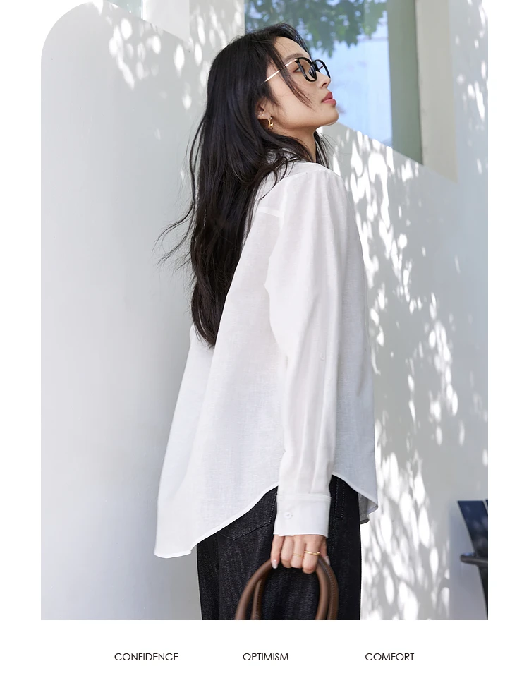 VIMLY White Long Sleeve Shirt Deer Embroidery Design Sense Women's Spring 2025 New Commuter Loose Top A0322