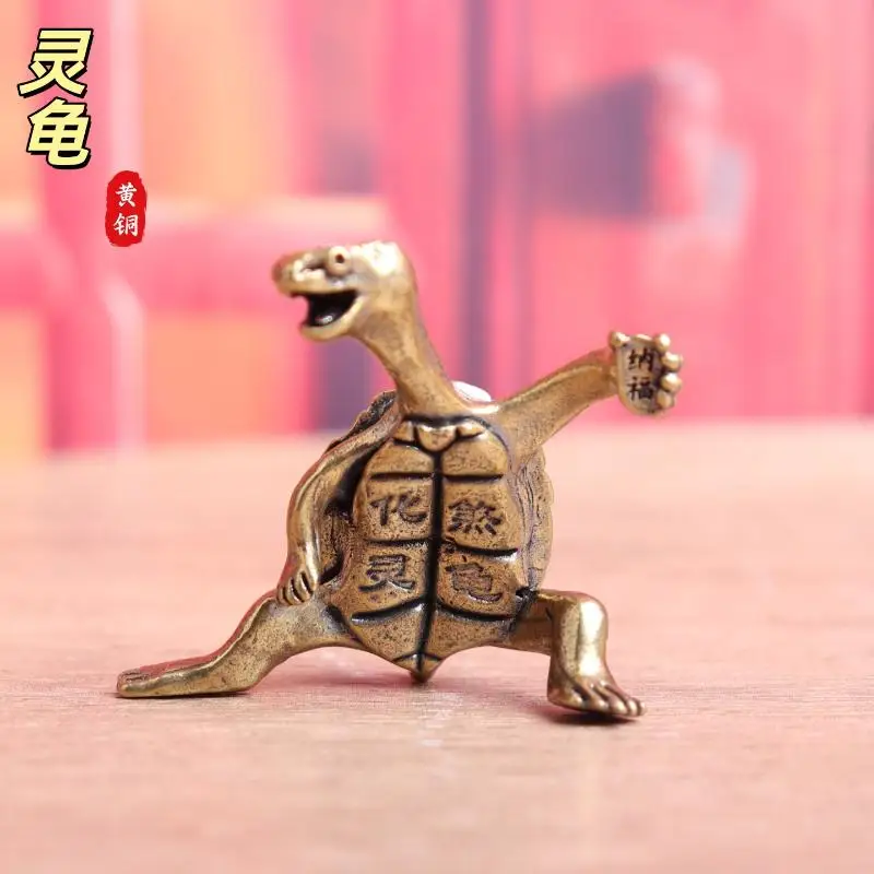 Mini Metal Turtle Shape Copper Ornament Decorative Craft Lucky Desktop Ornaments Longevity Animal Turtle Figurines