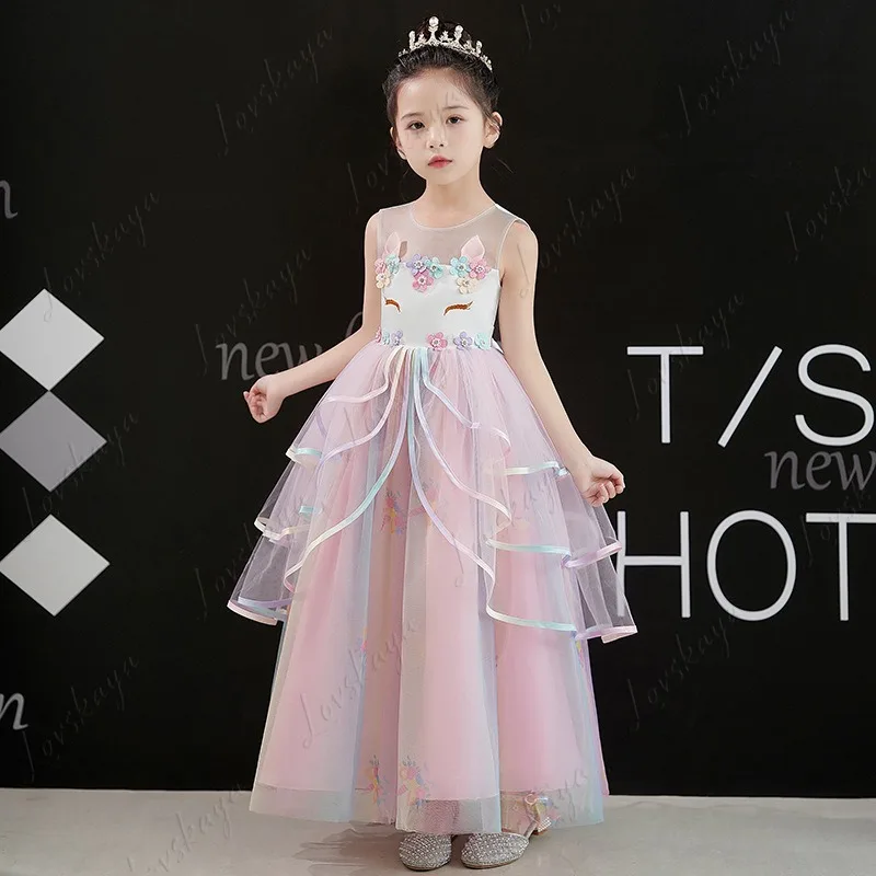 فستان بناتي فستان الأميرة للأطفال فستان زفاف منفوش لفتاة الزهور زي الأداء