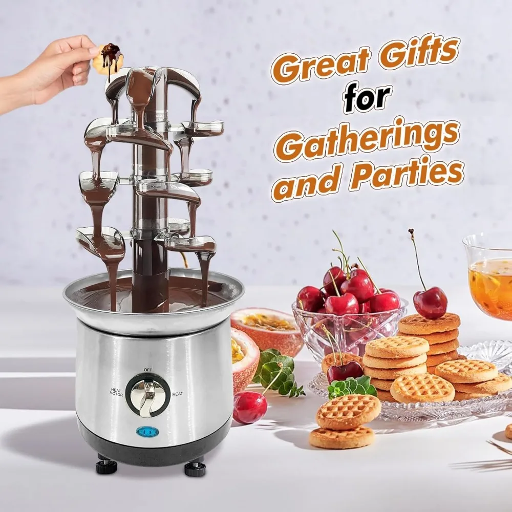 Chocolate Fountain 4 Tier, 2.5lb Capacity, for Nacho Cheese, Sauce, Liqueuers, Wedding, Birthday Party for Christmas Gift