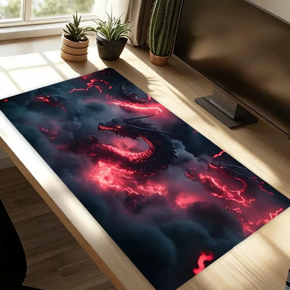 Esports game mouse pad,featuring Red Flame Multiheaded Dragon artistic design alfombrillas gaming alfombrillas para escritorio view 5