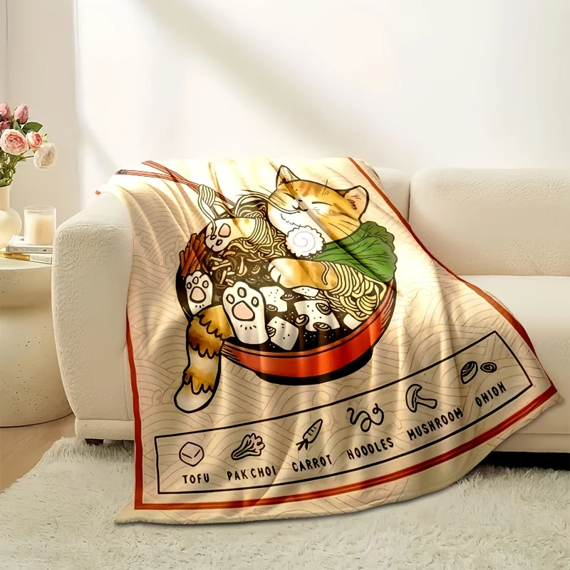 

Одеяло Top Pick Ramen Noodle Cat Dog - аниме японская еда всесезонное одеяло на Рождество и Хэллоуин