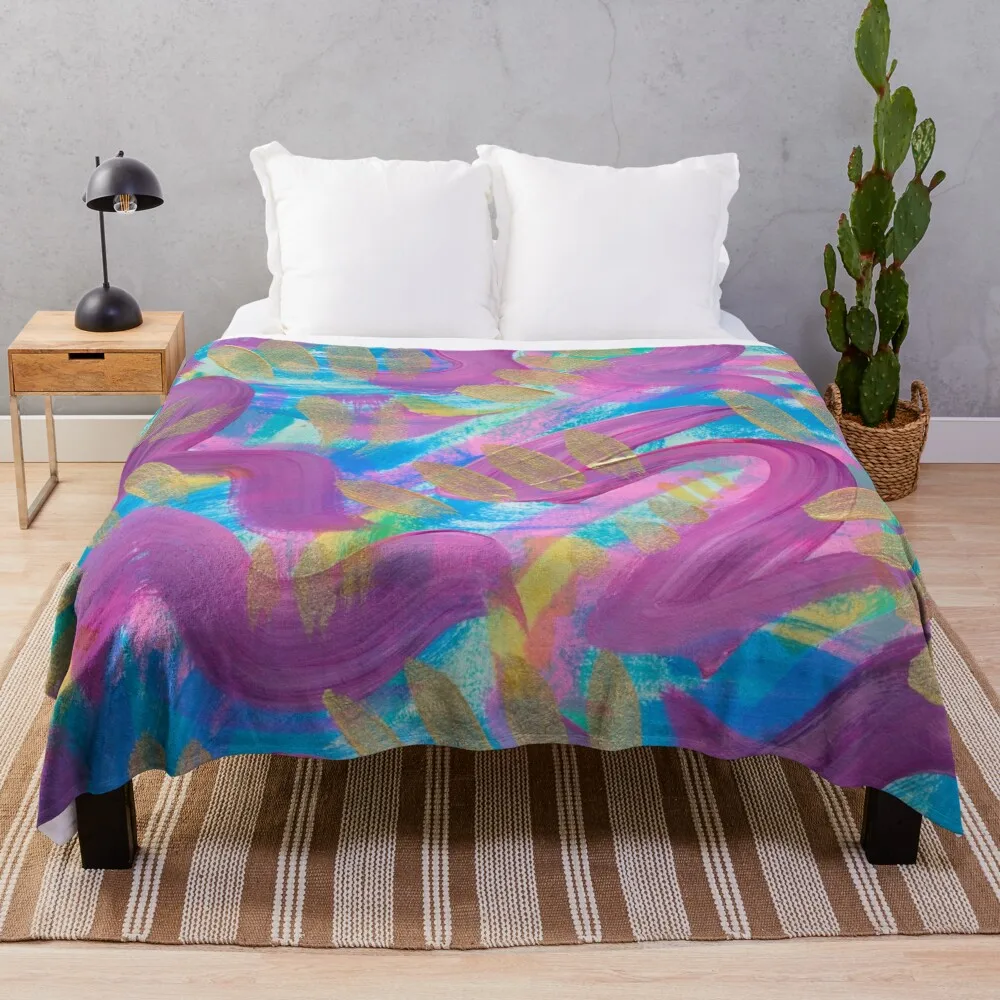 Rainbow Slumber Party Abstract Painting Throw Blanket valentine gift ideas Weighted Sofa Quilt Blankets