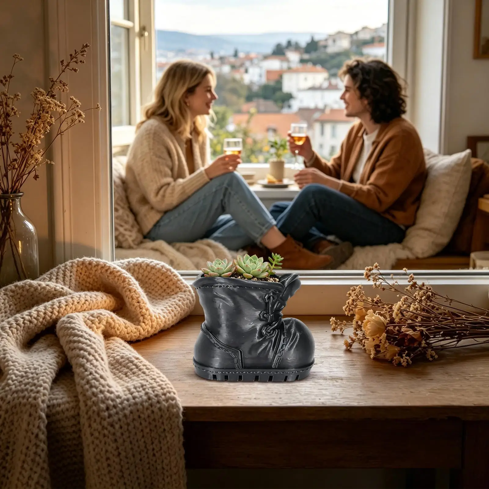 Small Plants Pots Boot Shaped Container Flowerpot Planter Windowsill Garden Pots For Desks Bookshelves Windowsills Offices Home