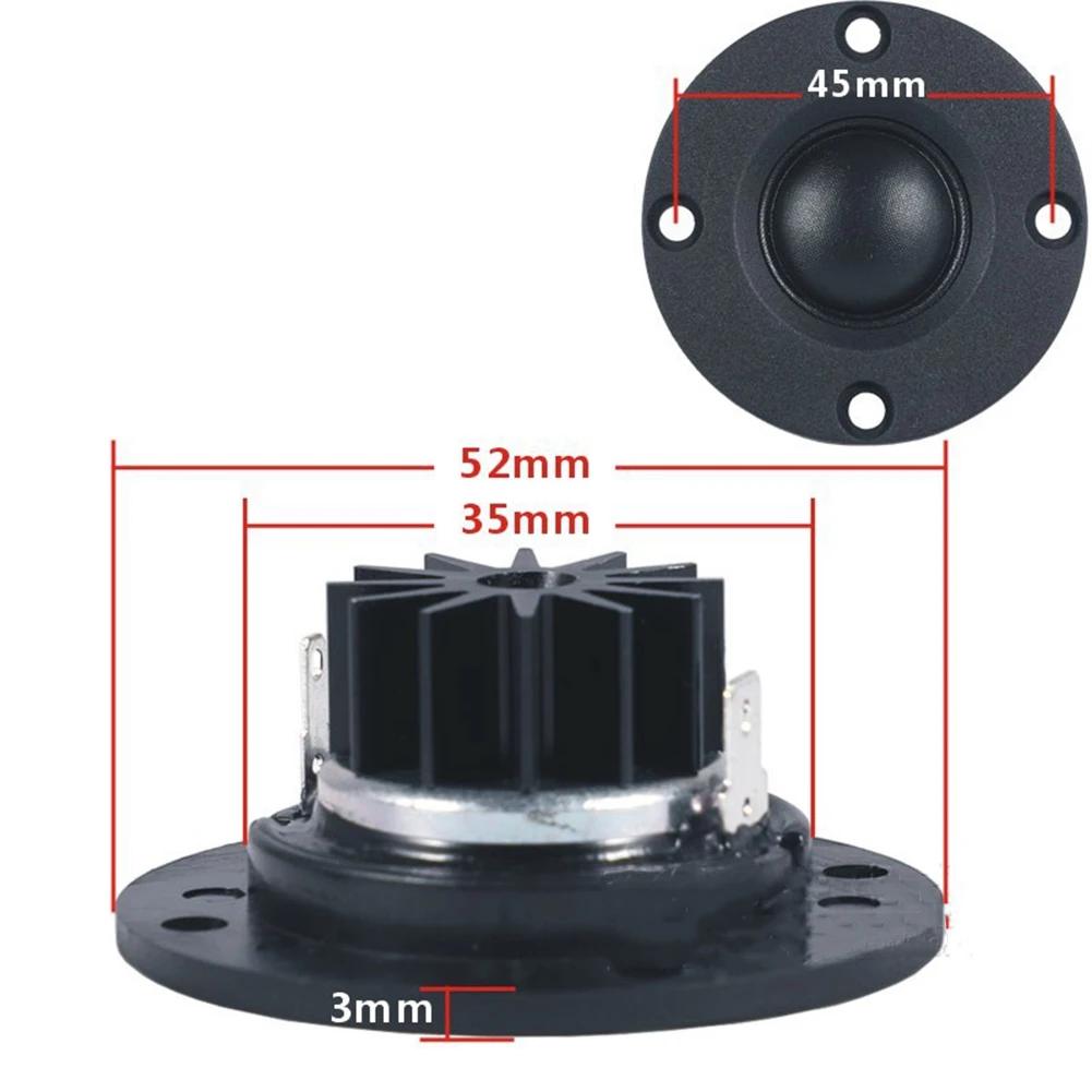 2Pcs Tweeter 1.5Inch 6Ohm 30W Dome Silk Film Tweeter Hifi Treble Speaker Audio Loudspeaker with Heatsink