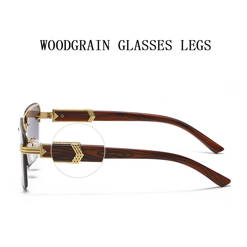 2024 Oculos Fashion Sunglasses For Men Rimless Sunglasses Women Wooden Square Glasses Luxury Oversized Sun Lentes Vintage Gafas