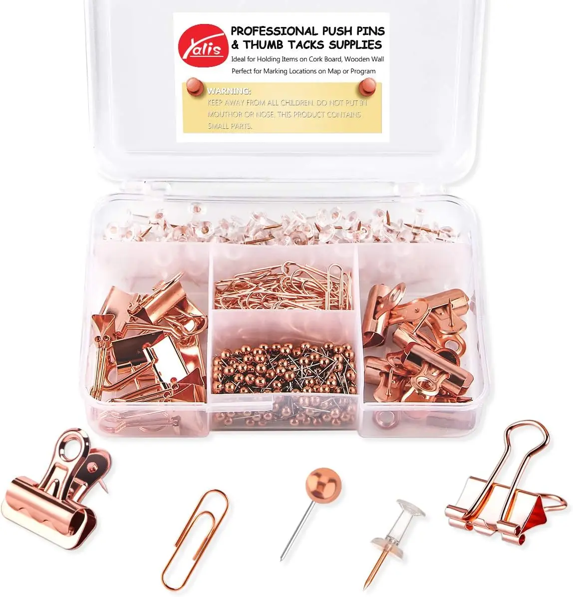 

396Pcs Rosegold Push Pins Set, 5 Styles Thumb Tacks & Map Pins for Cork Board, Bulletin Boards, Office Supplies