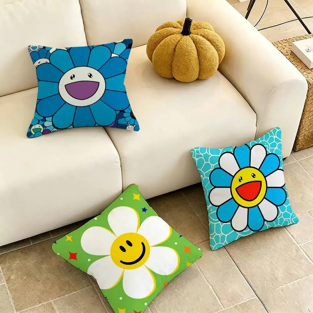 

ART Takashi-I MurakamiS Pillow Case Square Double-Sided Sofa Cushion Cover Bedroom Bedside Pillow Gift