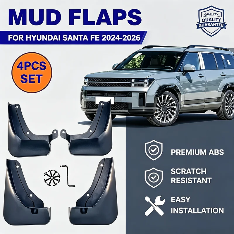 For Hyundai Santa Fe 2024-2026 4PCS Mud Flaps Splash Guards Front Rear Wheel Fender Mudguards Car Exterior Protection Parts