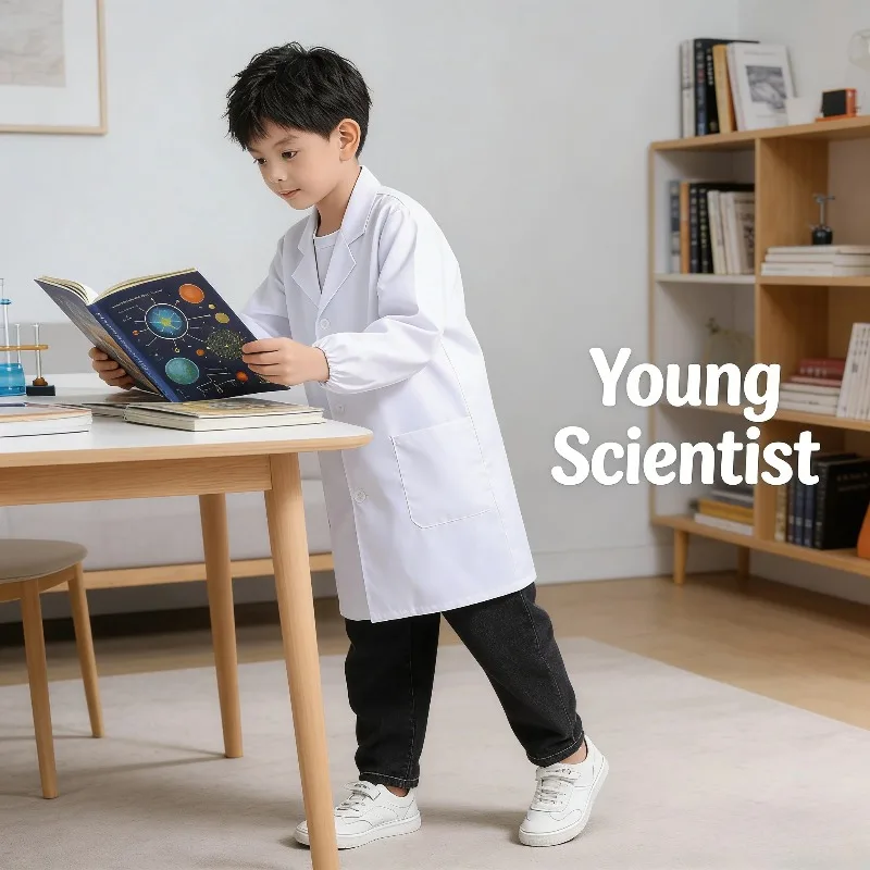 Kids Doctor Nurse Costume White Lab Coat Children Science Experiment Outfit Role Play Workwear For Boys Girls School Activity