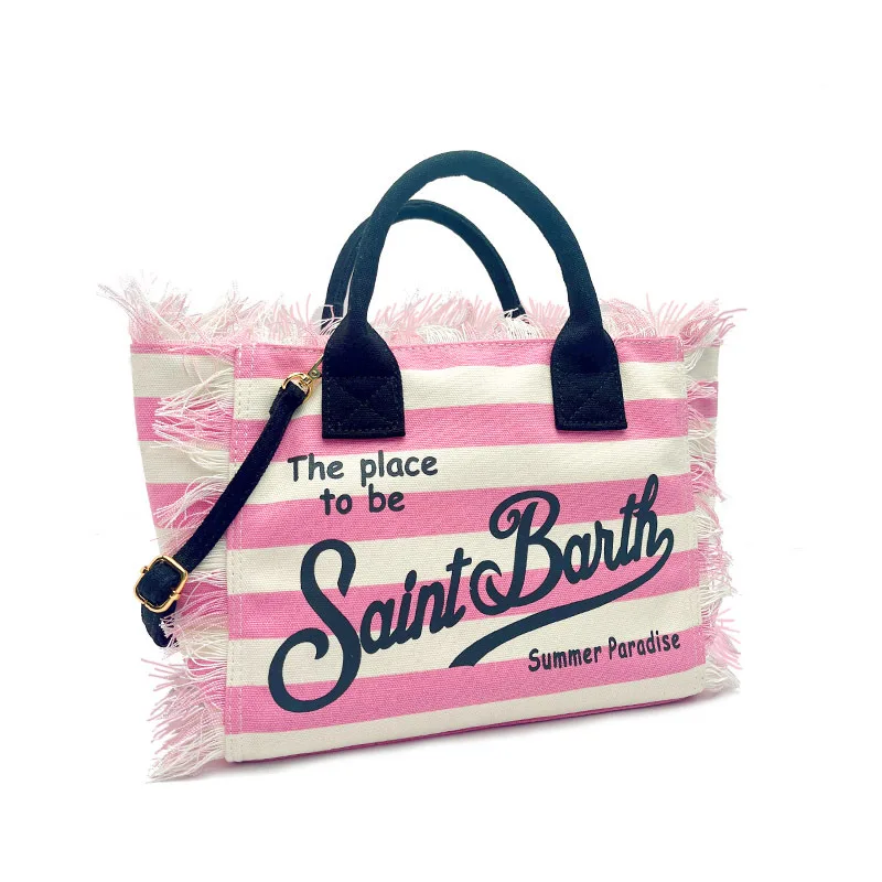 Imagem -04 - Saint Barth-bolsa de Viagem Crossbody Bolsa Cruz Rosa Pequena Tela Handmade Tassel Bolsa Bolsala Novo