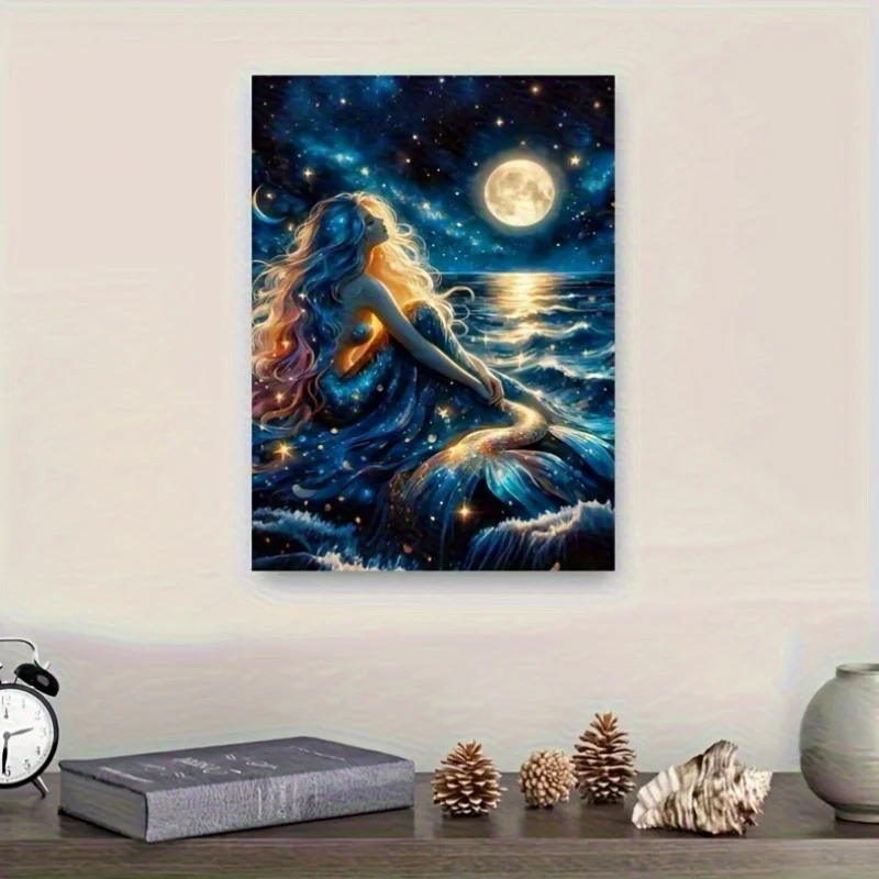 Puzzle sirena da 1000 pezzi - Puzzle magico dell'oceano notturno con stelle luminose, creature di sirena e mare, puzzle grande e sorprendente per