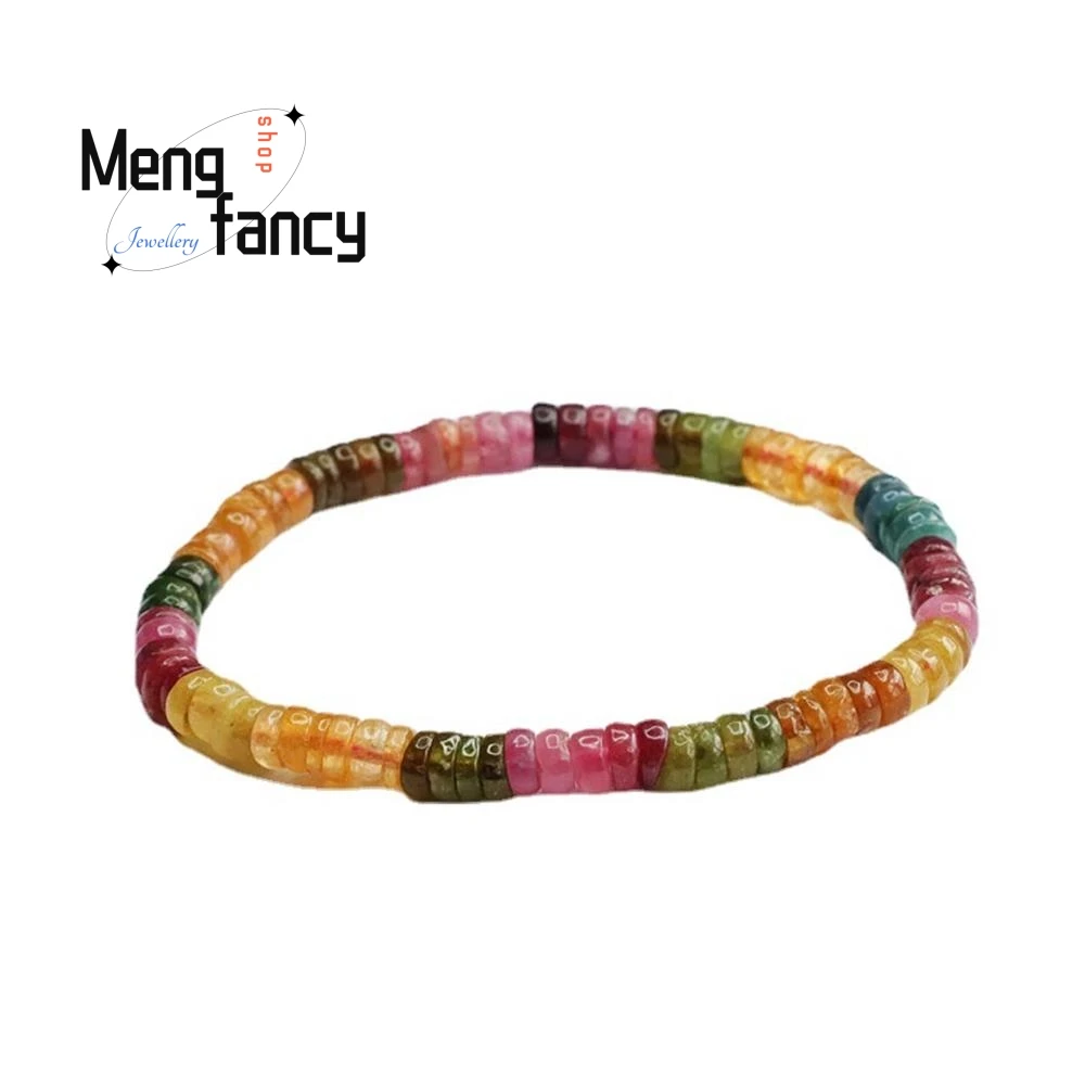 Natural Tourmaline Exquisite Elegant Simple High-grade Bracelet Rainbow Crystal Sexy Young Girls Popular Charm Fashion Jewellery