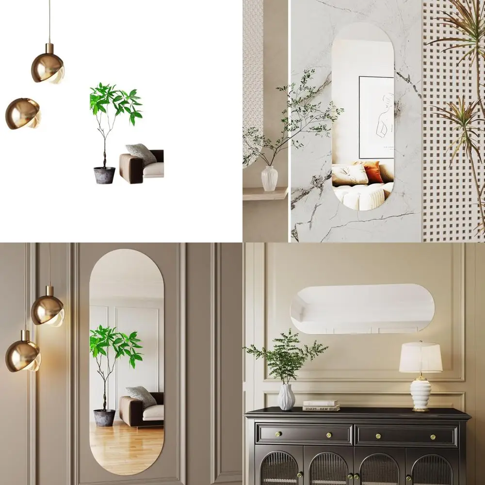 

Wall-Mounted Horizontal Oval Mirror, 16 x 48, Ultra-Slim Glass Design