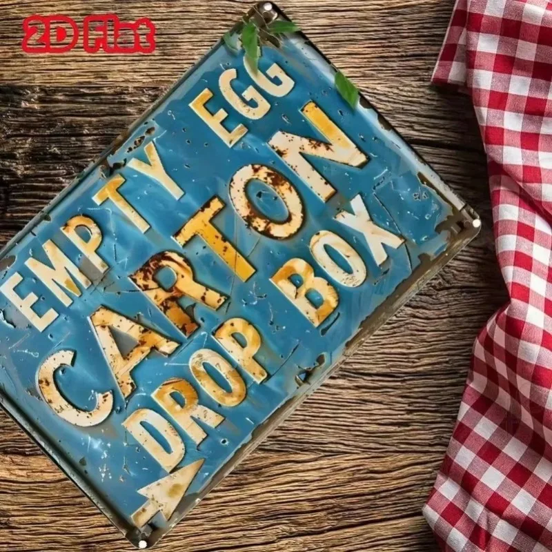 "Caja caída de cartón de huevos vacía" - Regalo ideal para palabras, decoración rústica de granja para embellecer las áreas del jardín y al aire libre