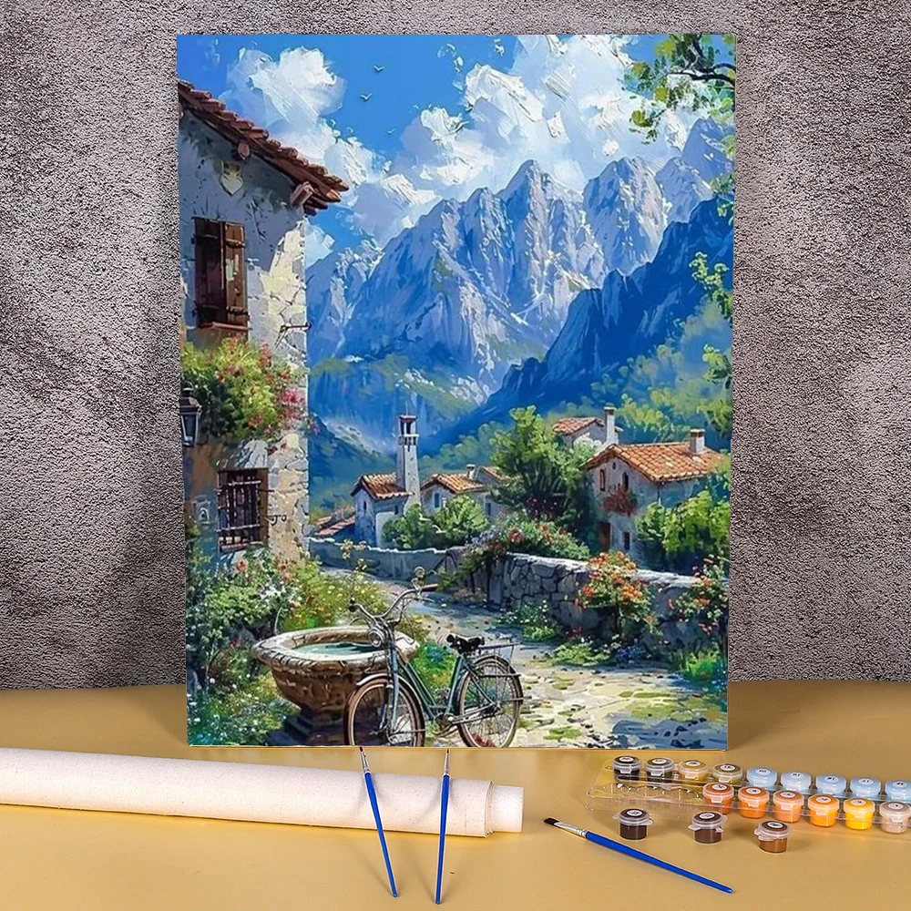 

Frameless Oil Painting By Numbers Landscape DIY Paint By Numbers Scenery Canvas Painting Handpaint Number Drawing Picture Gift