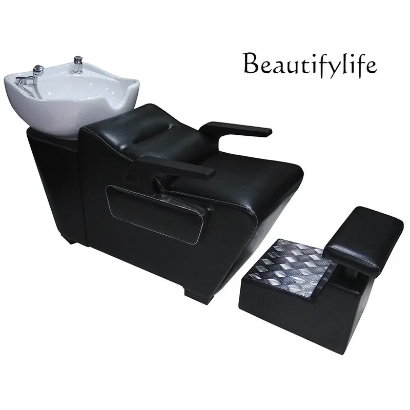 QAmerican Shampoo Bed Semi-reclining Barber Shop Special Simple Shampoo Bed Hair Salon Hair Shop Flush Bed Semi-reclining