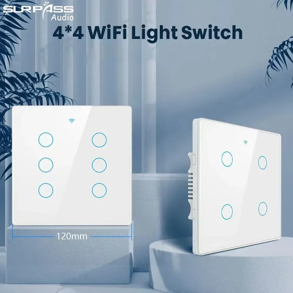 Smart Home Tuya Wifi Wall Light Touch Switch Brazil Standard 120Type 4/6Gang Glass Panel APP Control Work with Alexa Google Home