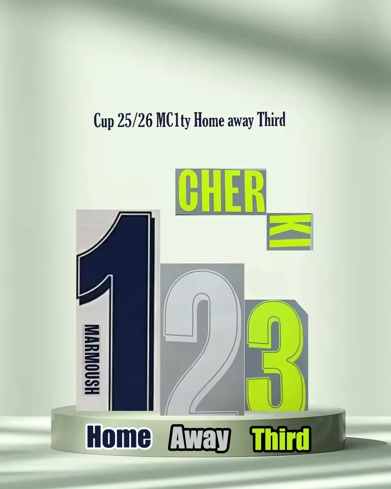 

2025/26 Mc1ty Cup name sets iron on Cherki 2025 Doku Home away and Third Name and number CL name set Great AAAA quality