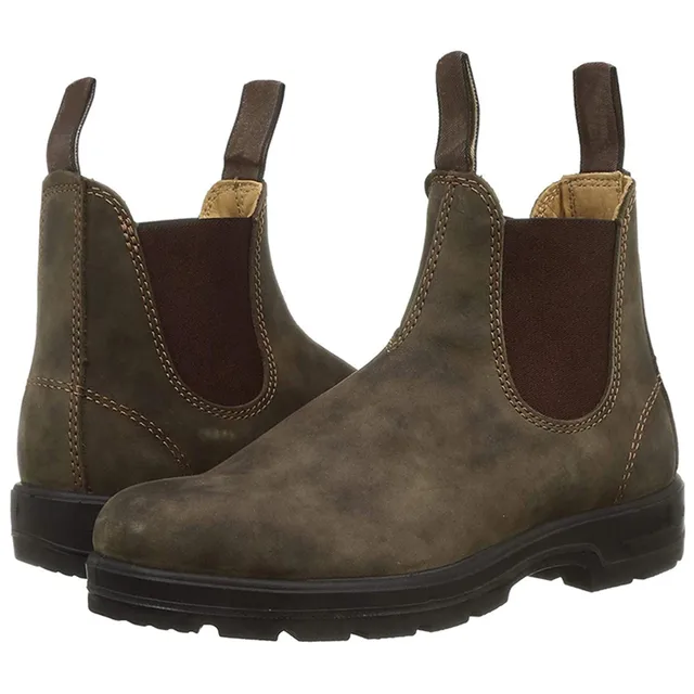 Męskie skórzane buty Casual Slip On Formal Oxfords Boot Vintage Couple Shoes Classcis Man Chelsea Boots Black Casual Vintage Boots