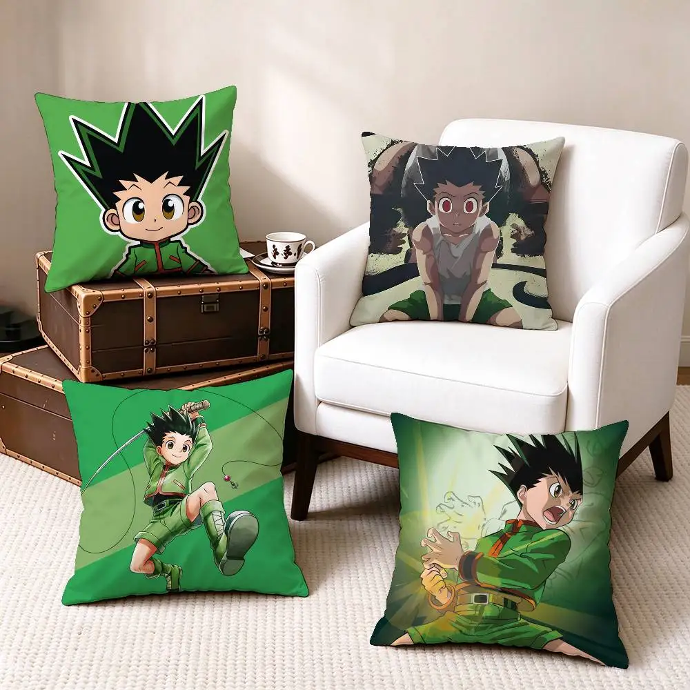 G-Gon F-Freecss Hunter  Pillow Case Square Double-Sided Sofa Cushion Cover Bedroom Bedside Pillow