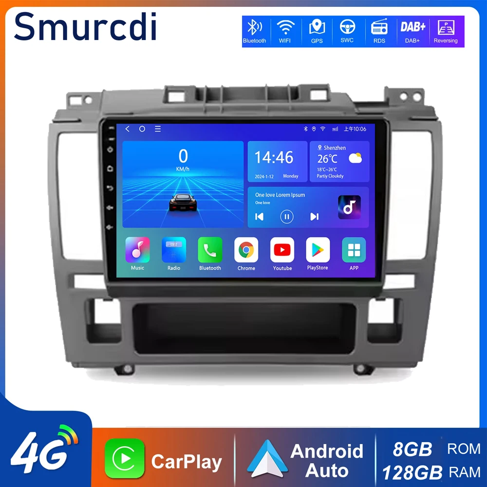 

Android 15 Carplay Auto для Nissan Tiida C11 2004-2013 4G + WIFI GPS Автомобильный радиоприемник Навигация Мультимедийный видеоплеер Стерео BT DSP