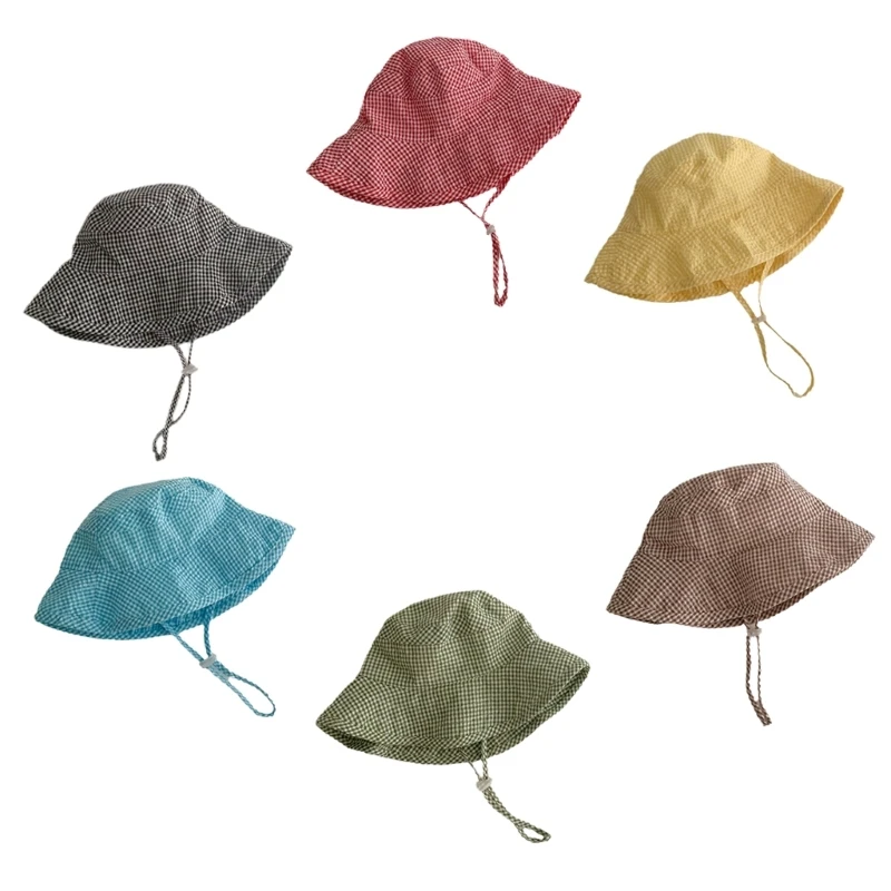 Bucket Hat Beach Fisherman Hat with Chin Strap Korea Bucket Hat