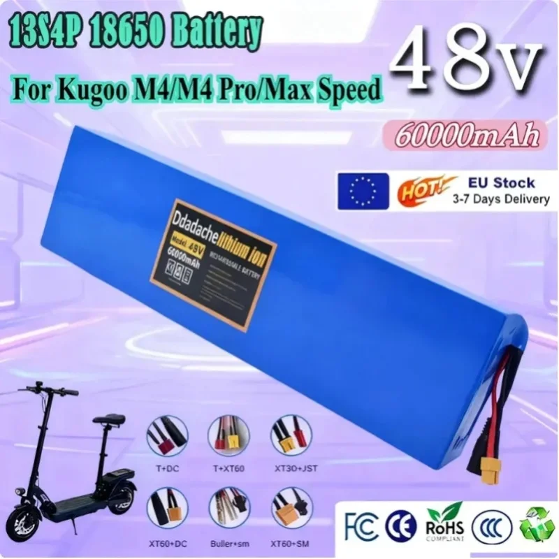 13S4P 48V 60Ah 2000 Watt 18650 Lithium-Ionen-Akku für Kugoo M4/M4Pro/M5/M5Pro Elektroroller-Akku
