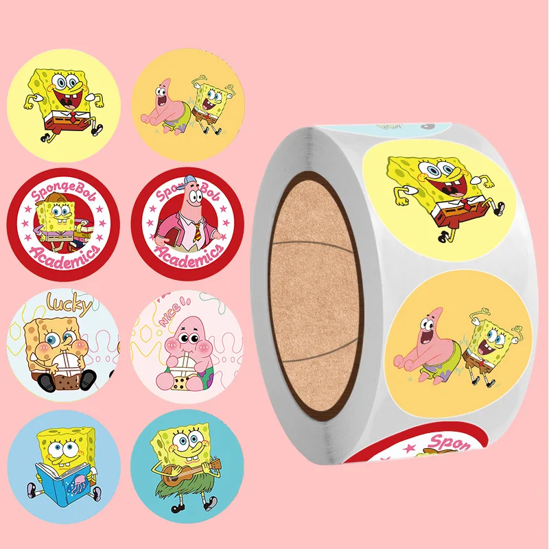

Kawaii Reward Stickers Cute SpongeBob SquarePants Cartoon Kindergarten Teacher's Account Sealing Stickers