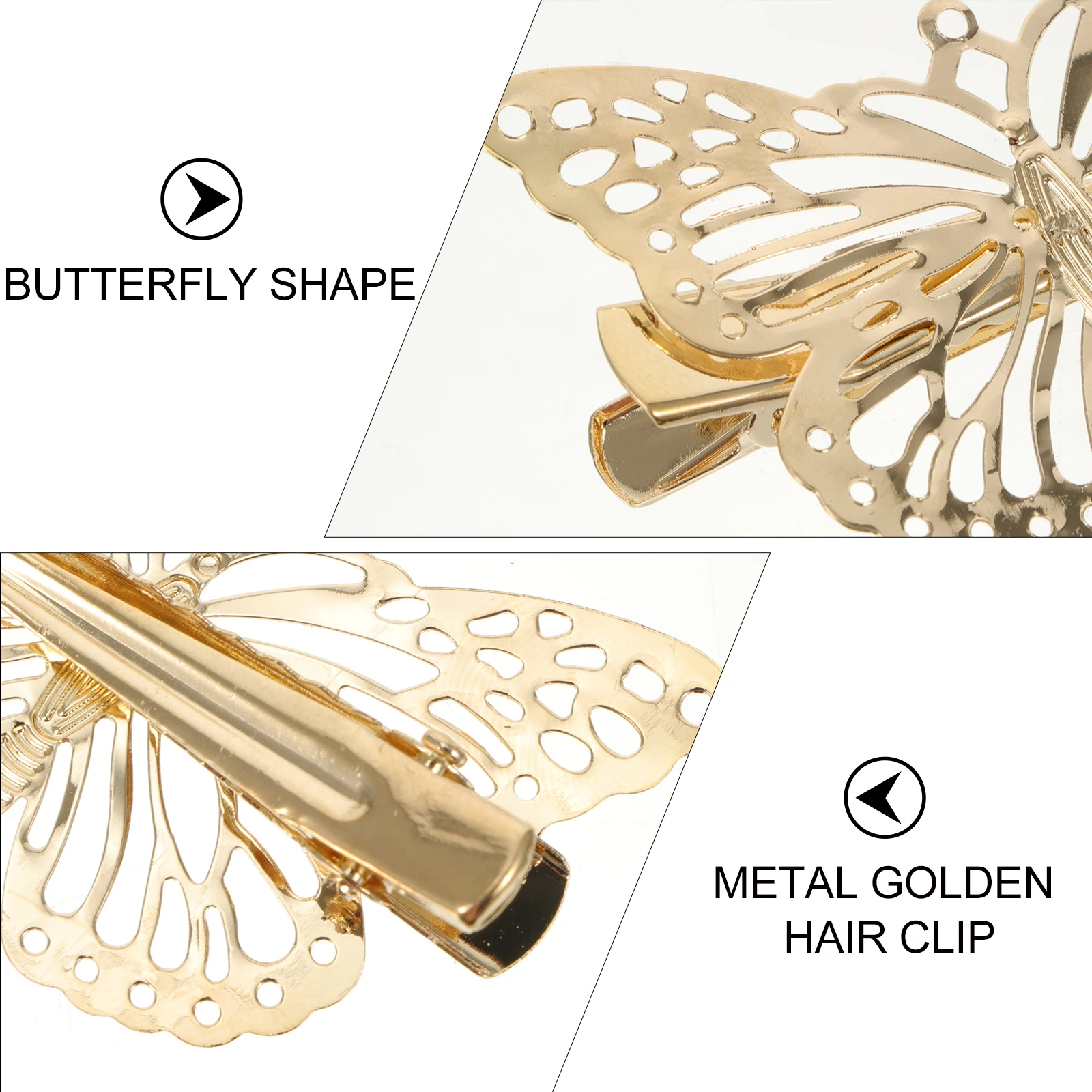 

12Pcs Metal Butterflies Hair Clips Golden Hollow Hairpins Chic Hair Accessories for Daily Festival Party Hairstyles