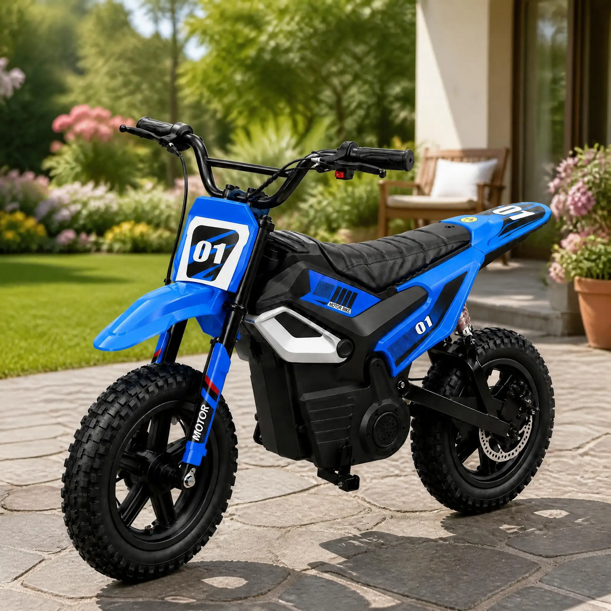24V Kids Electric Motorcycle 350W, Ride On Dirt Bike for Kids Ages 8-12, 2 Wheel Motorbike with Brake, Reverse and MP3 Music