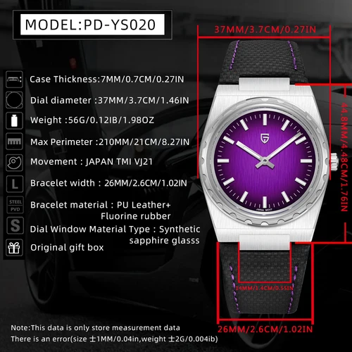 Imagen 2 del producto PAGANI DESIGN 2025 nuevo reloj de cuarzo fino de 7MM para hombre VJ21 37MM zafiro de acero inoxidable resistente al agua 10Bar luminoso C3 reloj para hombre