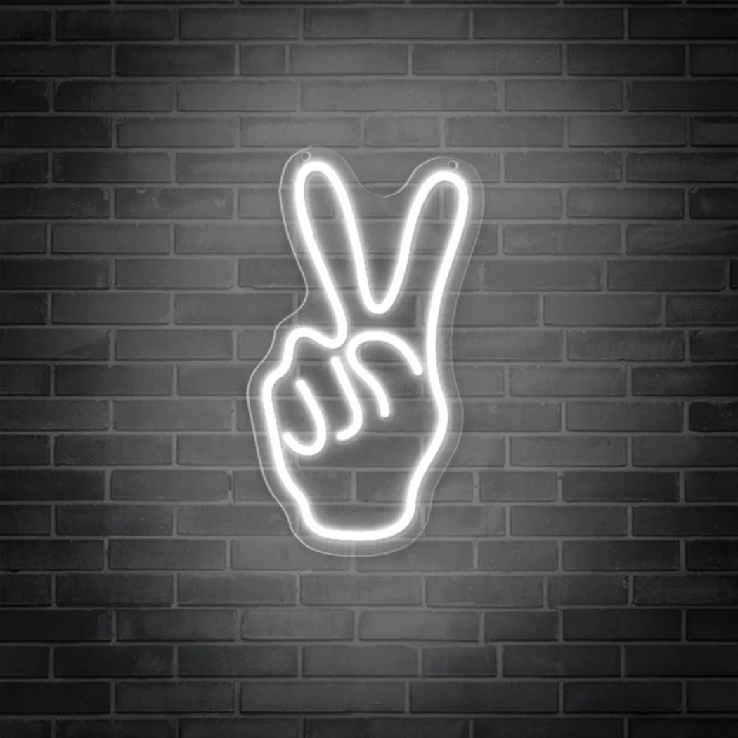

Светодиодная неоновая вывеска Victory Gesture, USB настенная подвеска, многоцелевой холодный белый свет для спальни, вечеринки, праздничного декора, художественный подарок