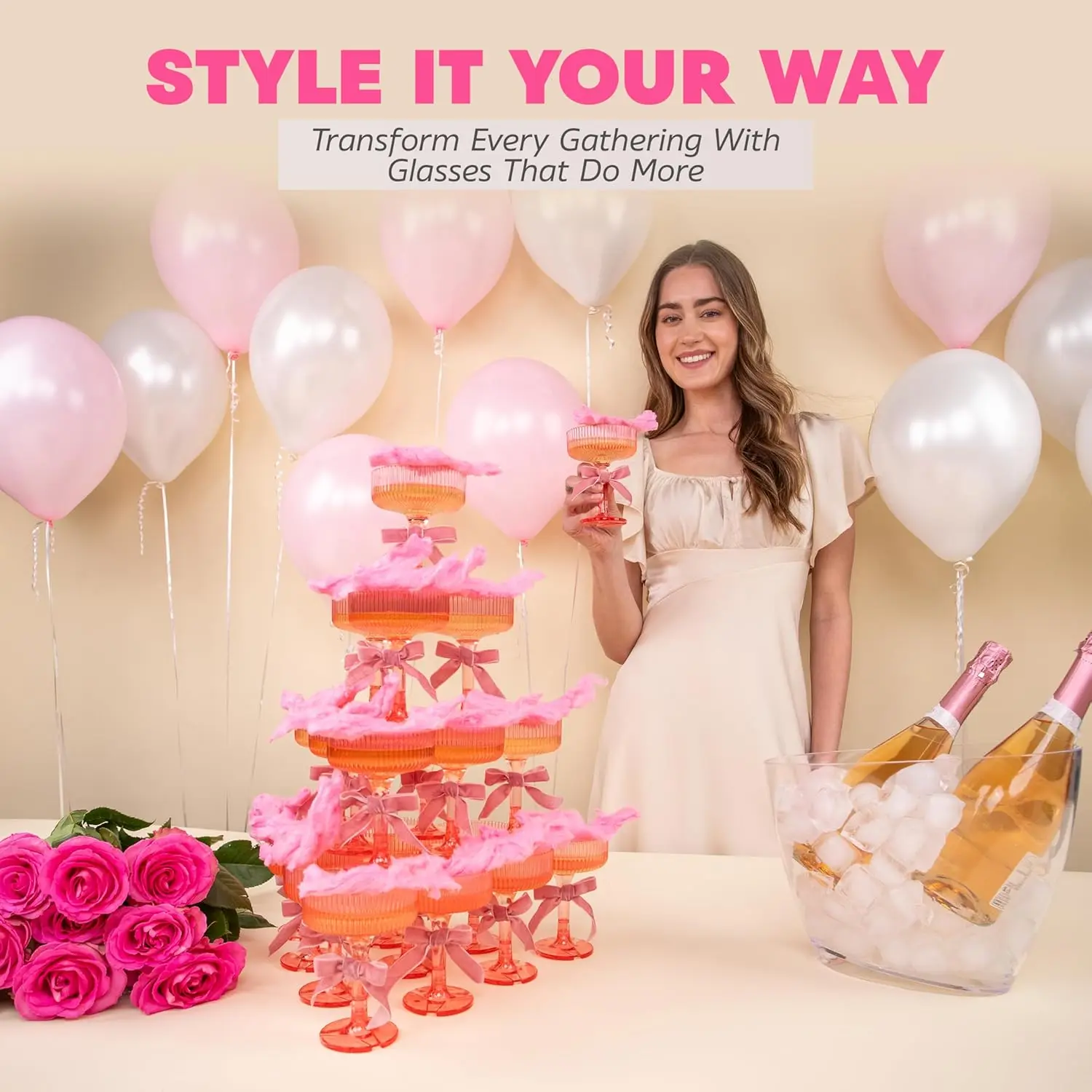 

20-60PCS ACRYLIC Champagne Tower 7oz Plastic Coupe Glasses Vintage Art Decor for Weddings Parties Disposable Champagne Glasses