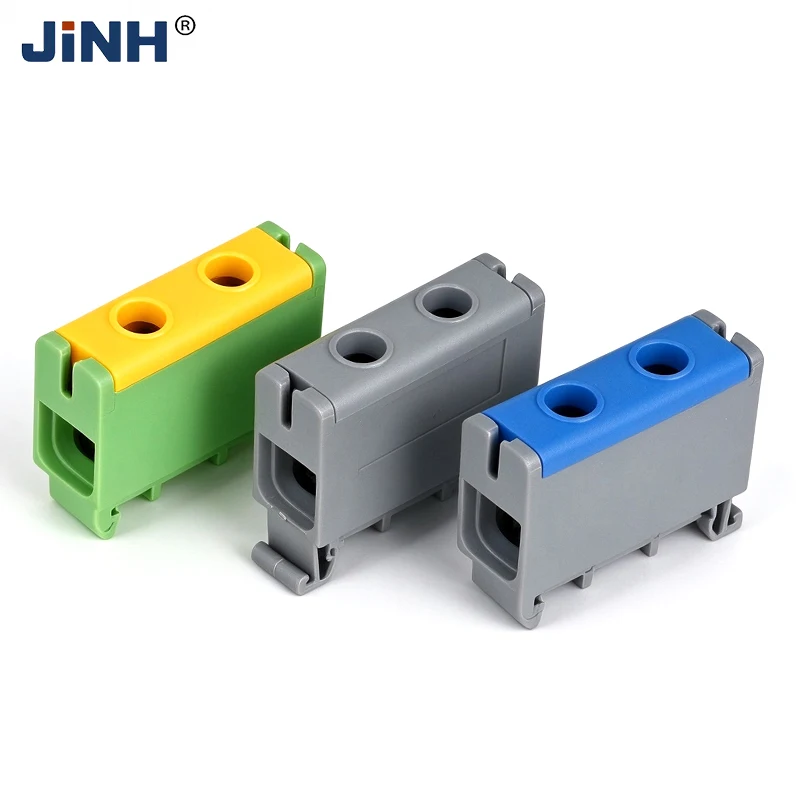 JINH JHT5 Single-Pole Power Distribution Terminal 1-In-1-Out DIN Rail Aluminum Wire Compatibility for BE/PE/GY Cables