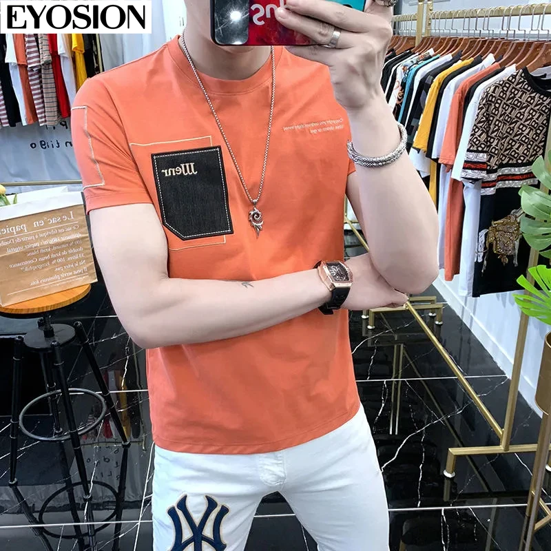 Men\'s Short-sleeved T-shirt Ice Silk Cotton High Quality 2022 Summer Street Style Round Neck Male Top Bottoming Shirt Size 4XL