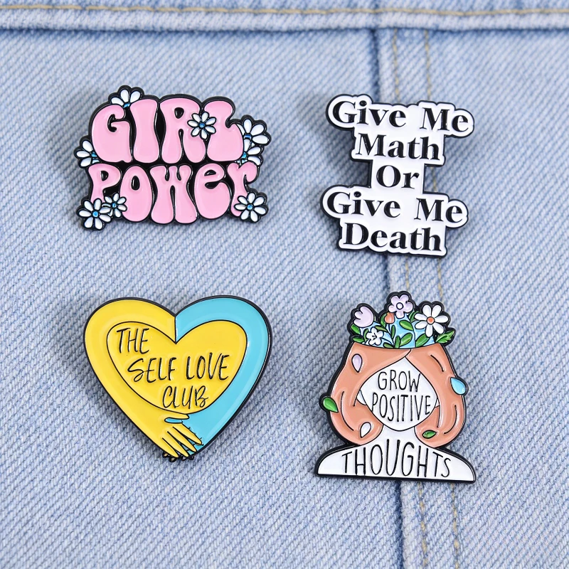 Creative English Sentences Badges Personality Simple Letter Shapes Metal Accessories Brooches Collars Needles Pins for Backpacks