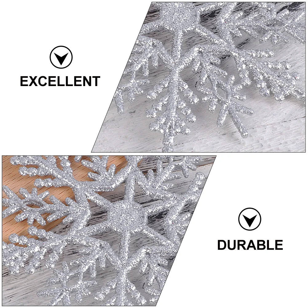 

12Pcs Xmas Tree Pendant Glitter Powder Snowflake Hollowed-Out Xmas Decoration Christmas Festival Ornament Holiday Party Hanging