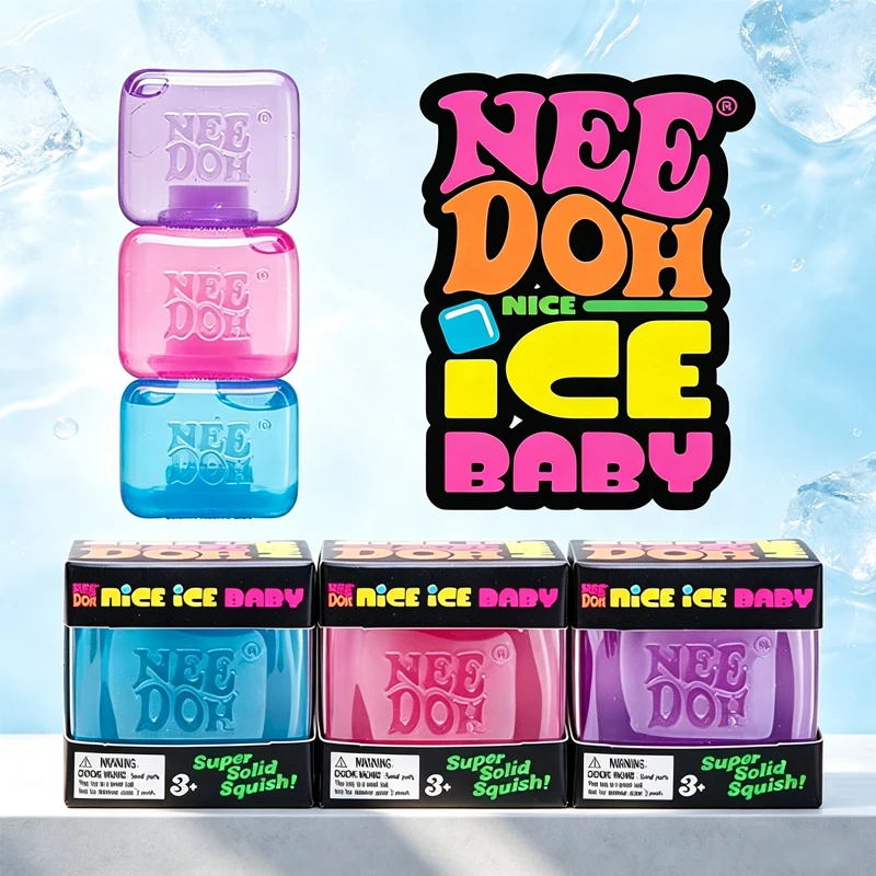 Needoh Transparent Jelly Solid Squish Mini Ice Cube Squeeze Toy Soft Slow Rebound Pocket Size Stretch Toy for Anxiety Relief