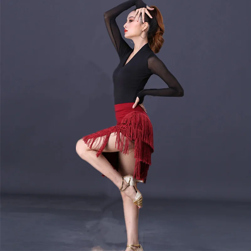 Latin Dance Rok Nieuwe Training Kleding Volwassen Halve Lengte Rok Franje Rok Lagere Kleding Wedstrijd Prestatie Kleding