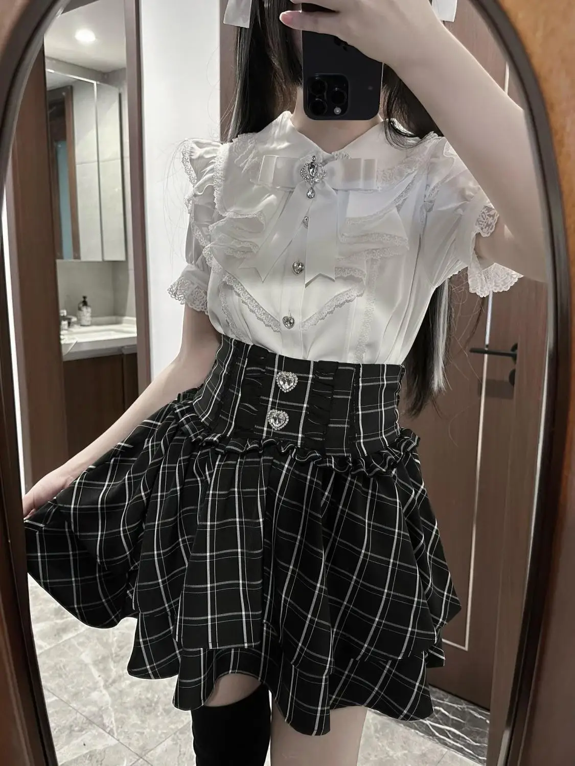 

Japanese Mini Skirt 2025 New Kawaii Mini Cake Skirts Women Fairy Bandage Lolita High Waist Y2k Aesthetic Sweet Lace Gothic JK